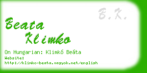 beata klimko business card