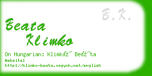 beata klimko business card